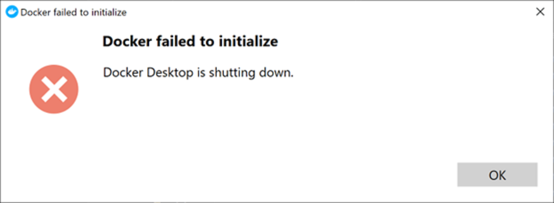 Error Docker failed to initialize
